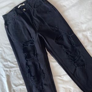 Black Ripped Mom Jeans